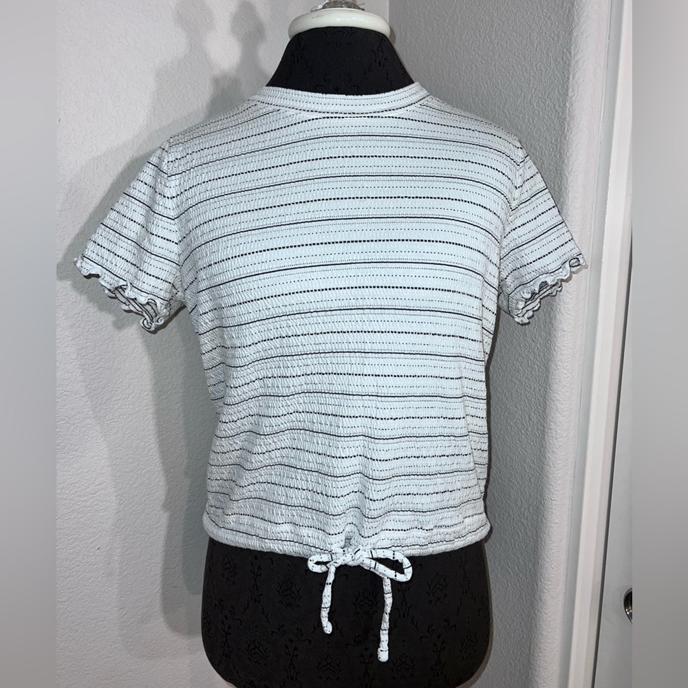 Love by Gap Cotton Stripe Lettuce Hem Short Sleeve Size XS